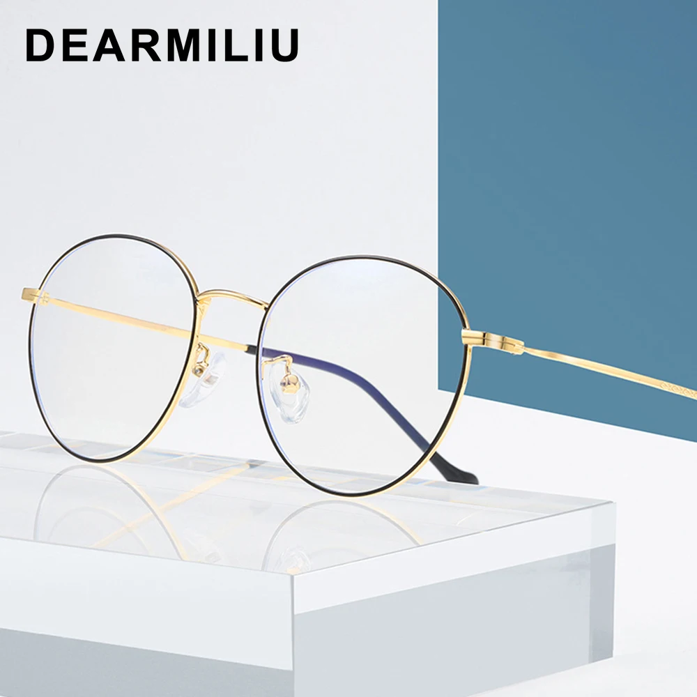 cheap DEARMILIU Oval Frame Rose Gold Anti Blue Light Blocking Glasses led Reading Radiation resistant Glasses Computer Gaming Eyewear