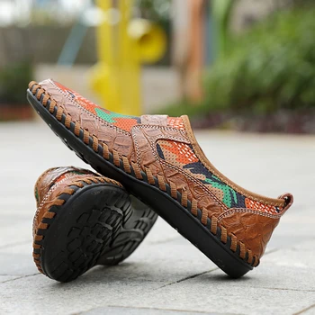 

New Summer Brand Men Shoes Leather Casual Shoes Men Loafers Comfortable Fashion Zapato Breathable Fabric Flat Man Shoes