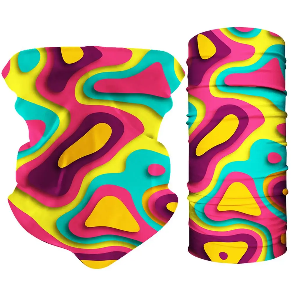 

magic turban men fashion face mask outdoor mask scarf multifunctional 3D print geometric figure magic bandana headband neck set