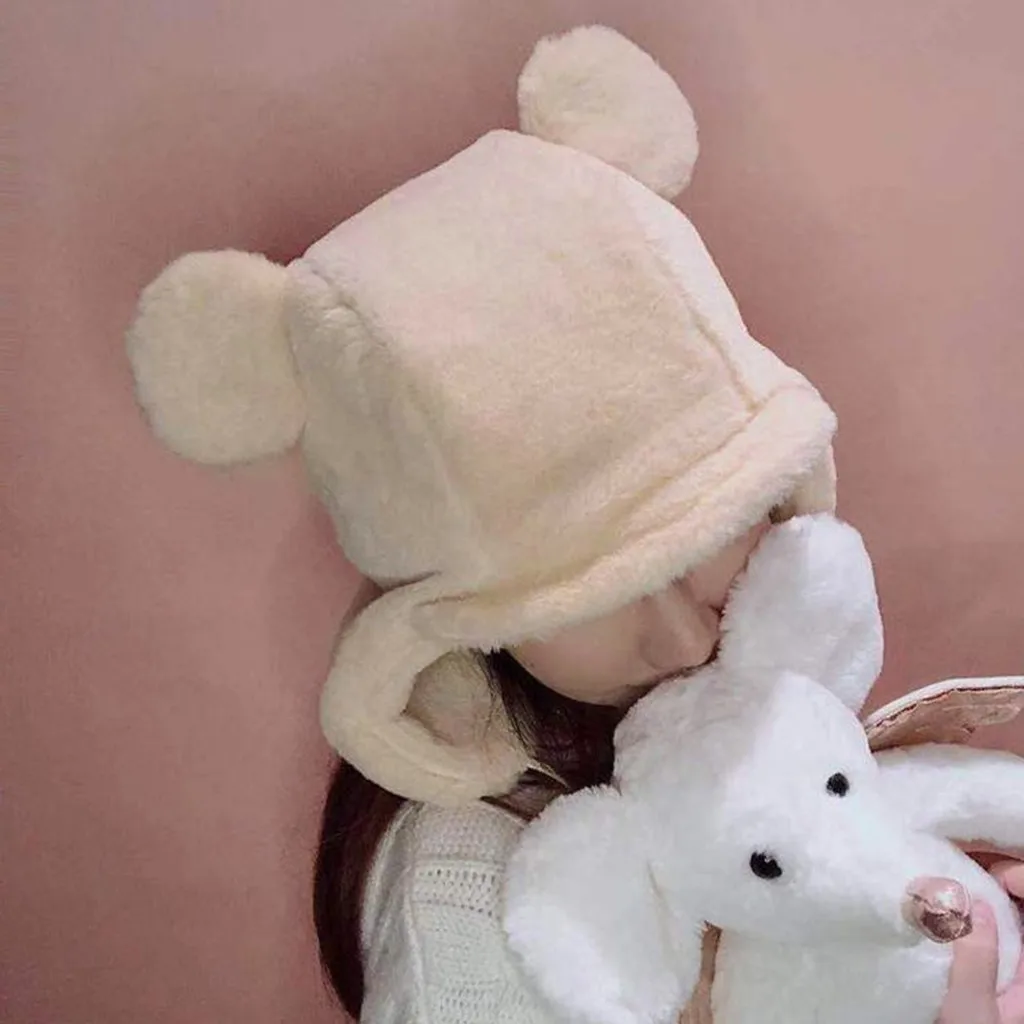 Новинка, модные женские зимние меховые одноцветные модные осенне-зимние шапки, женская шапка с ушками, женская шапка, набор, Casquette#3