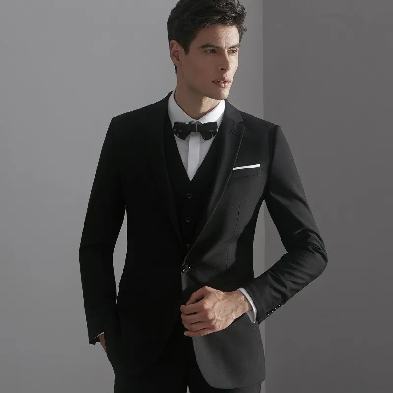 

New Arrival Fashionable Mens Tuxedos Man Suit 3-Piece Set Wedding Prom Formal Bridegroom Groomsmens Suits Tailored Male Suits