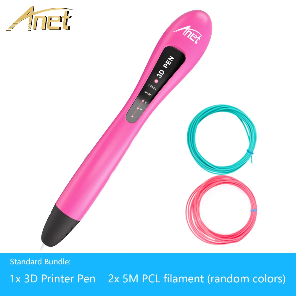 pink pen Anet 3d Ручка DIY 3D ручка для печати 5mx2 PCL филаментная пластиковая креативная игрушка подарок для детей дизайн рисунок Рождественский подарок - Цвет: pink pen