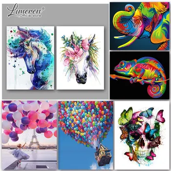 

DIY Frame Oil Painting By Numbers Flamingo Animals Flower Wall Canvas Art Pictures Coloring By Number For Living Room Home Decor