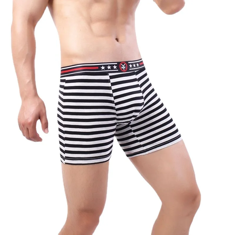 

Mens Striped Underwear Seamless Slip Boxer Shorts Cueca Sports Breathable Underpants Sleepwear Calzoncillos Hombre Panties 2XL