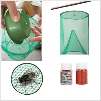 

1PCS Pest Control Reusable Hanging Fly Catcher Killer Flies Flytrap Cage Net Trap Garden Home Yard Supplies New Safety Fly Trap