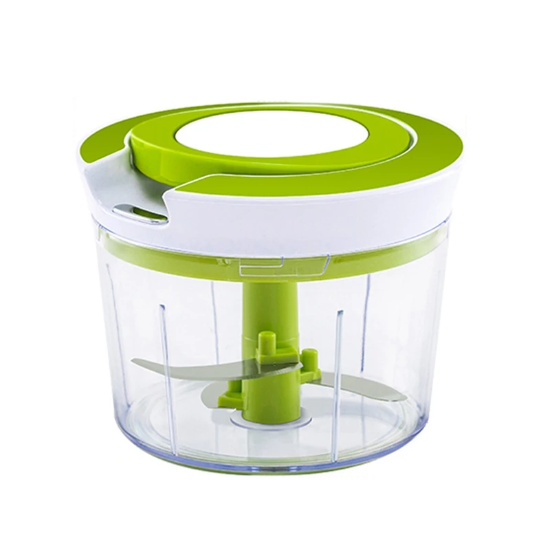 

Food Chopper Spiral Slicer Powerful Manual Blender Kitchen Tool Green +White Plastic +Metal