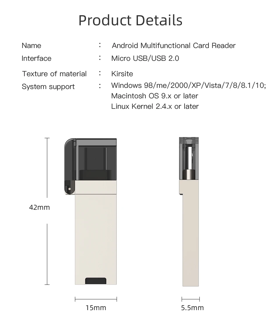 2 в 1 USB OTG кард-ридер Универсальный Micro USB OTG TF/Micro SD кард-ридер телефонные удлинители Micro USB OTG адаптер