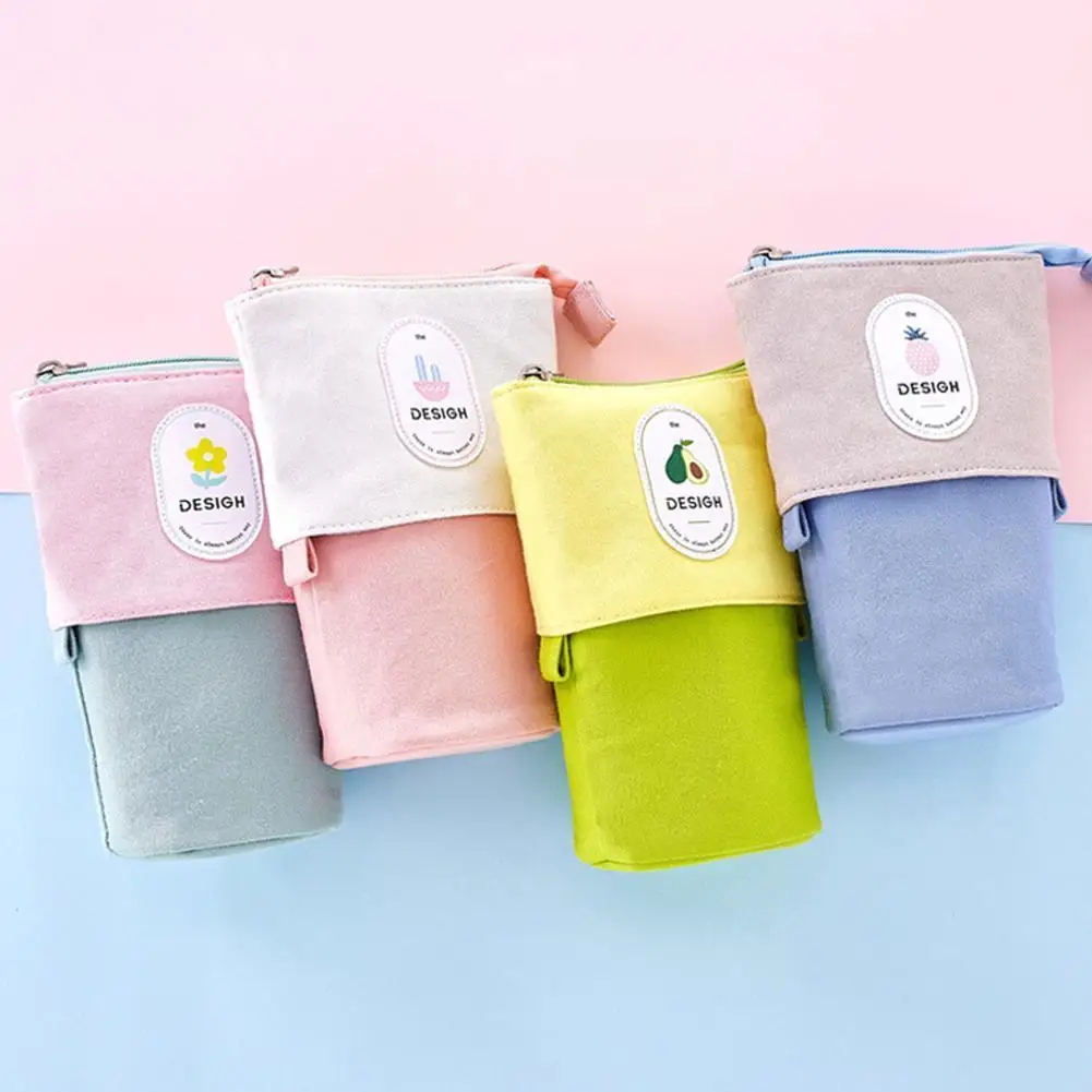 

1pc Kawaii Simple Multi-function Pencil Bag Creative Bag Pen Holder Fruit Canvas Bag Varia Office Bag Drop Series Statinary Y0K7