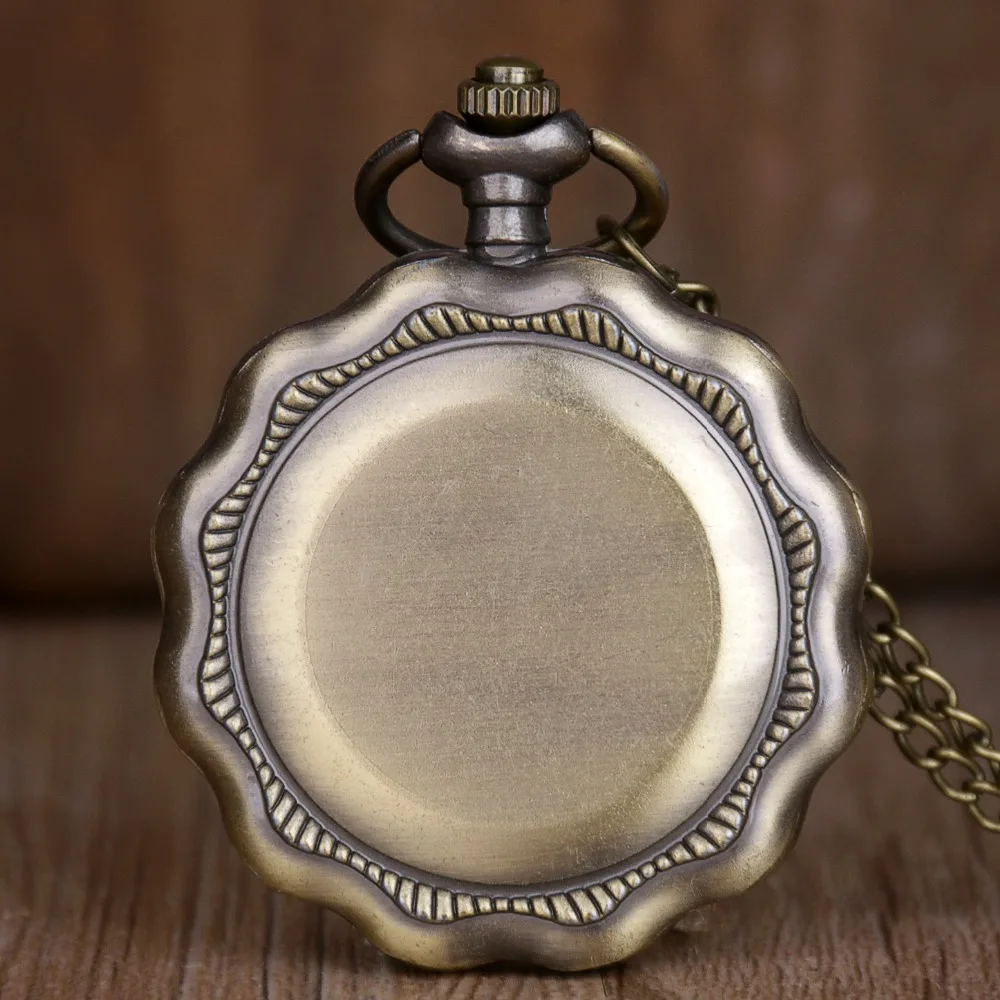 Ретро Бронзовый полый цветок кварцевые карманные часы с цепочкой аналоговые подвески, ожерелья карманные и Fob часы подарок для мужчин TD2143