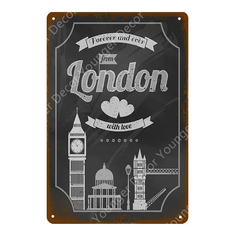 США Постер "Лондон" Париж Рим металлические вывески для паба бар клуб кафе украшение дома дорожные настенные наклейки YI-045 - Цвет: YD2120EI