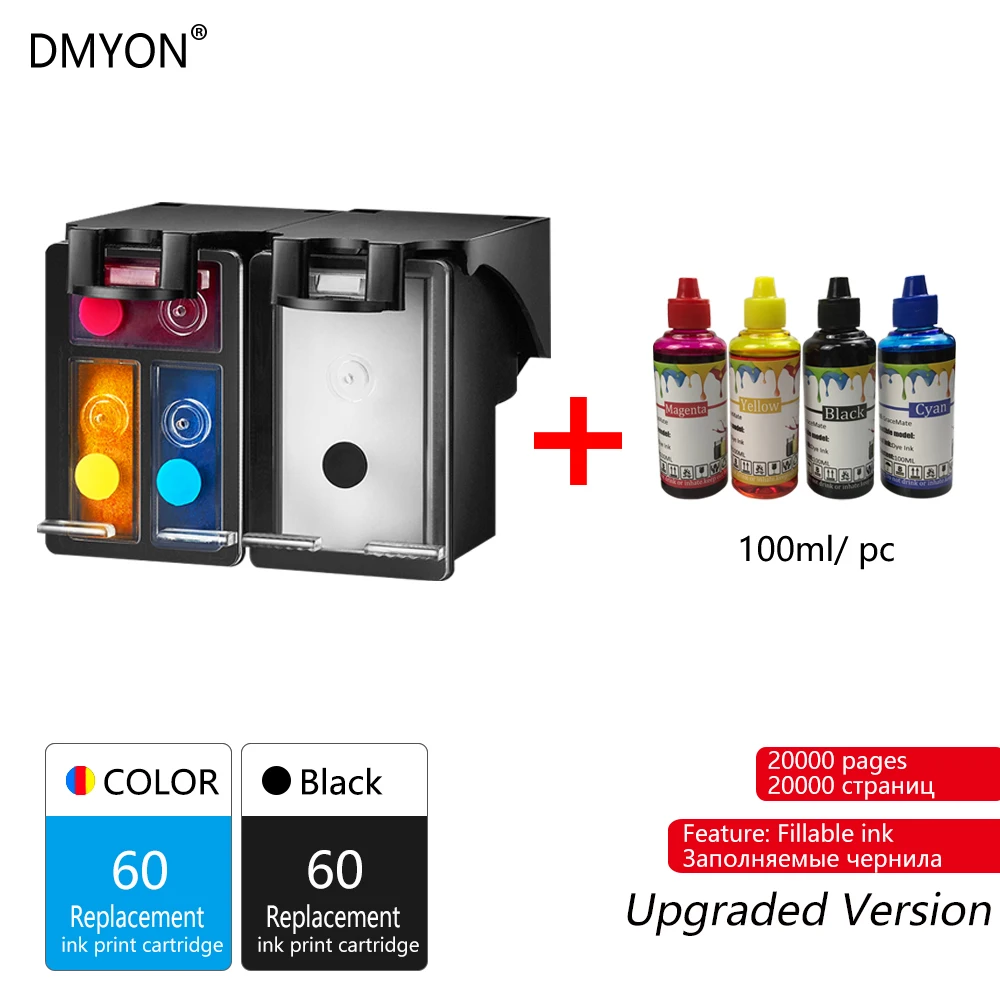 DMYON 60XL сменный картридж для принтера для струйного принтера Hp 60 для F2480 F2420 F4480 F4580 F4280 D2660 D2530 D2560 C4640 C4680 принтер