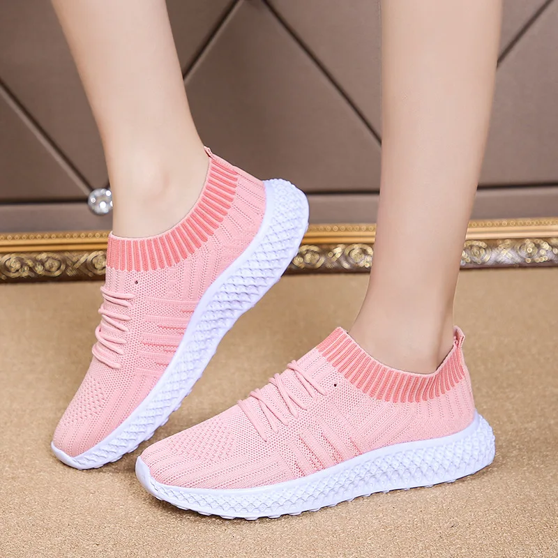 

New 2020 Women Sneakers Vulcanized Shoes Sock Sneakers Women Summer Slip On Flat Shoes Women Plus Size Loafers Walking Flat