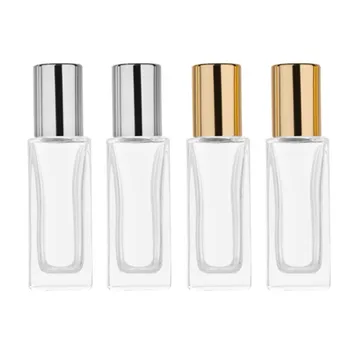 

6ml Portable Rectangle Glass Roller Bottle Mini Glass Bottles With Stainless Steel Roller Balls For Essential Oils Perfumes