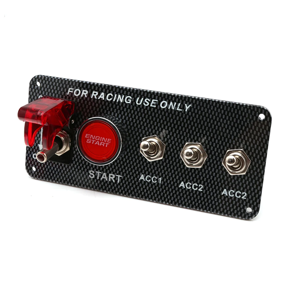 

Racing Car Carbon Fibre Panel Toggle Switch Ignition Engine Start Push Starter Button for Racing Car 12V/20A Panel