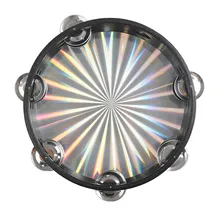 8 дюймов красочный ручной барабан двухрядный Jingle Ручной Ударный инструмент перкуссия Радуга Тамбурин лазерный Деревянный Бубен