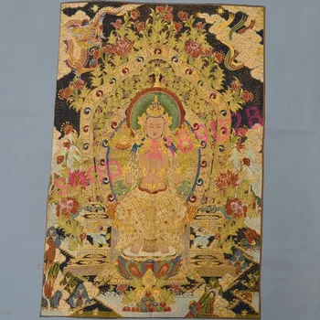 

Religious statues, silk paintings, brocade, cloth, gold thread, embroidery, Nepali Tara Guanyin