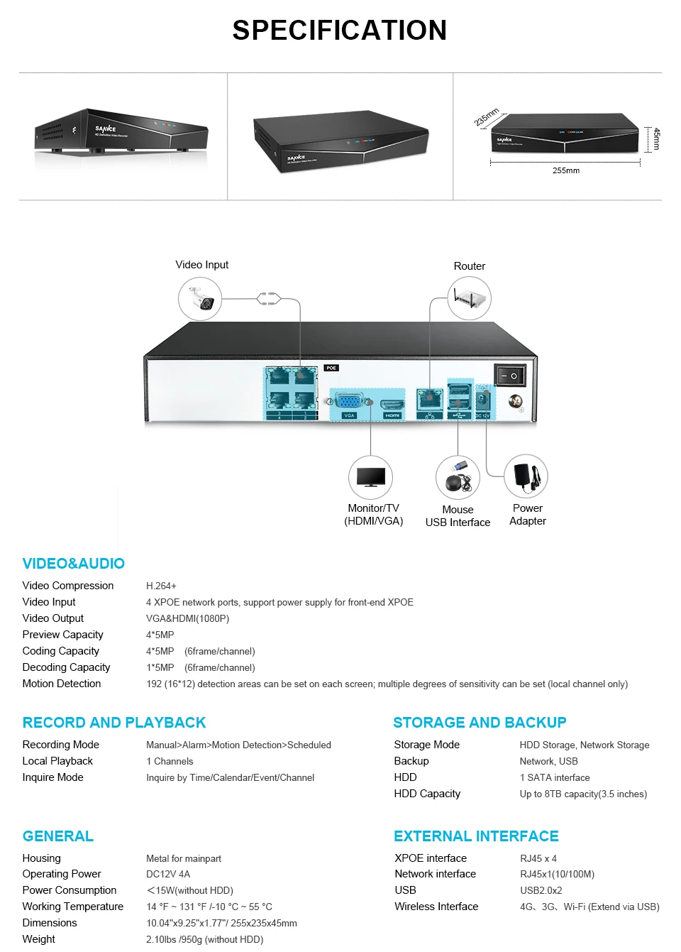 SANNCE H.264+ 4CH 5MP POE камера безопасности системы комплект 4 шт. 5MP HD IP камера Открытый водонепроницаемый CCTV видеонаблюдения NVR комплект