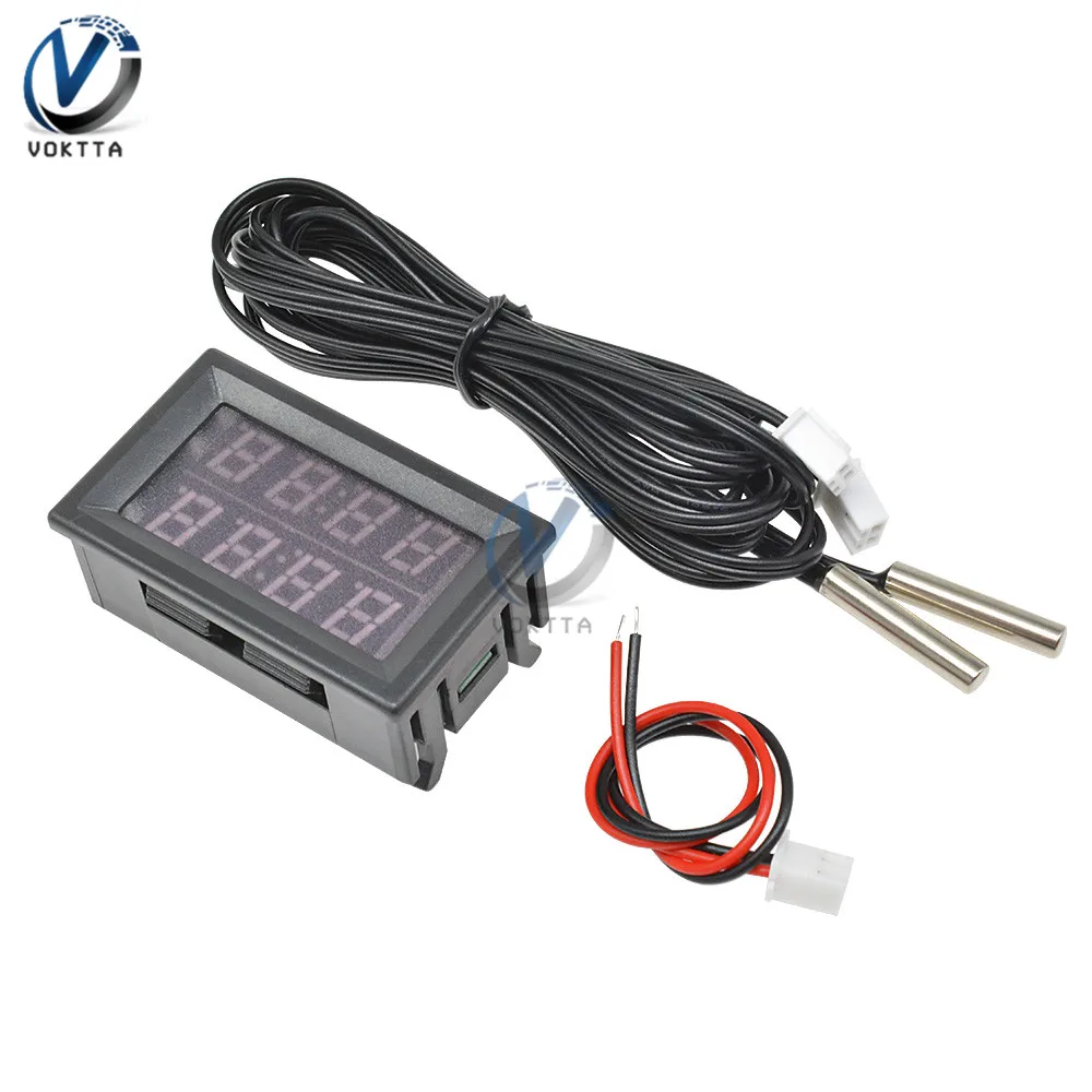 DC 4 V-28 V Mini 3 Бит/4 бита двойной Дисплей цифровой термометр Температура контроллер с NTC Водонепроницаемый металлический зонд для использования внутри помещений