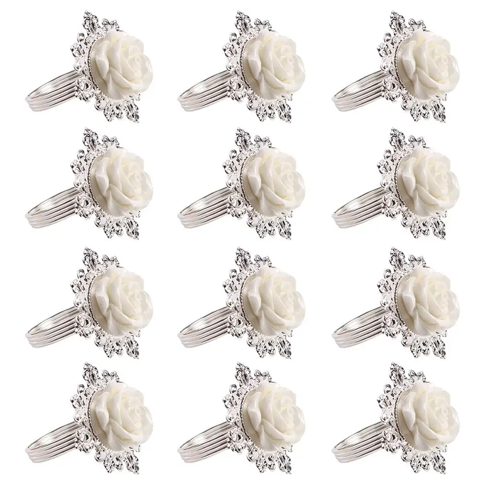 Napkin Ring 12 шт./компл. европейские свадебные розы для салфеток с пряжкой и цветочным принтом Золото Кольца для салфеток для Украшение стола для свадьбы или праздничного обеда вечерние DIY Декор - Цвет: Napkin Ring