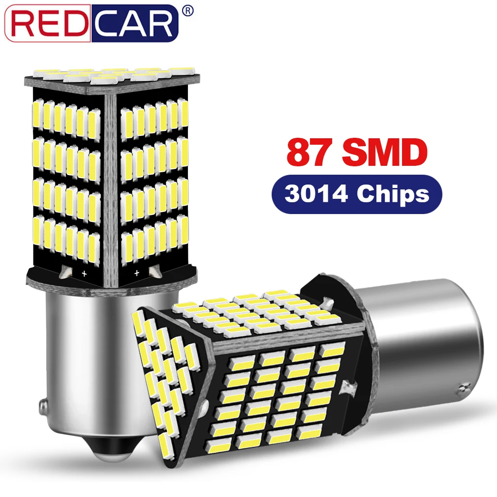 

2 шт., Автомобильные светодиодные лампы 3014 87SMD 1156 BA15S P21W 1157 BAY15D P21/5W BAU15S PY21W