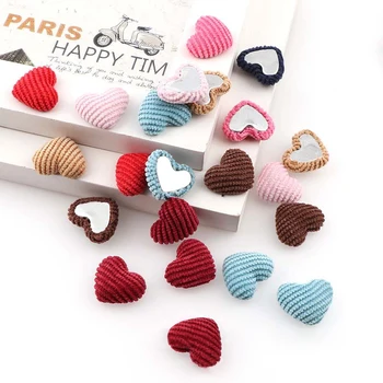 

20Pc 15*20Mm Corduroy Heart Shape Flatback Buttons DIY Craft Supplies Kids Headwear Hairpin Earring Scallop Embroidery Accessori
