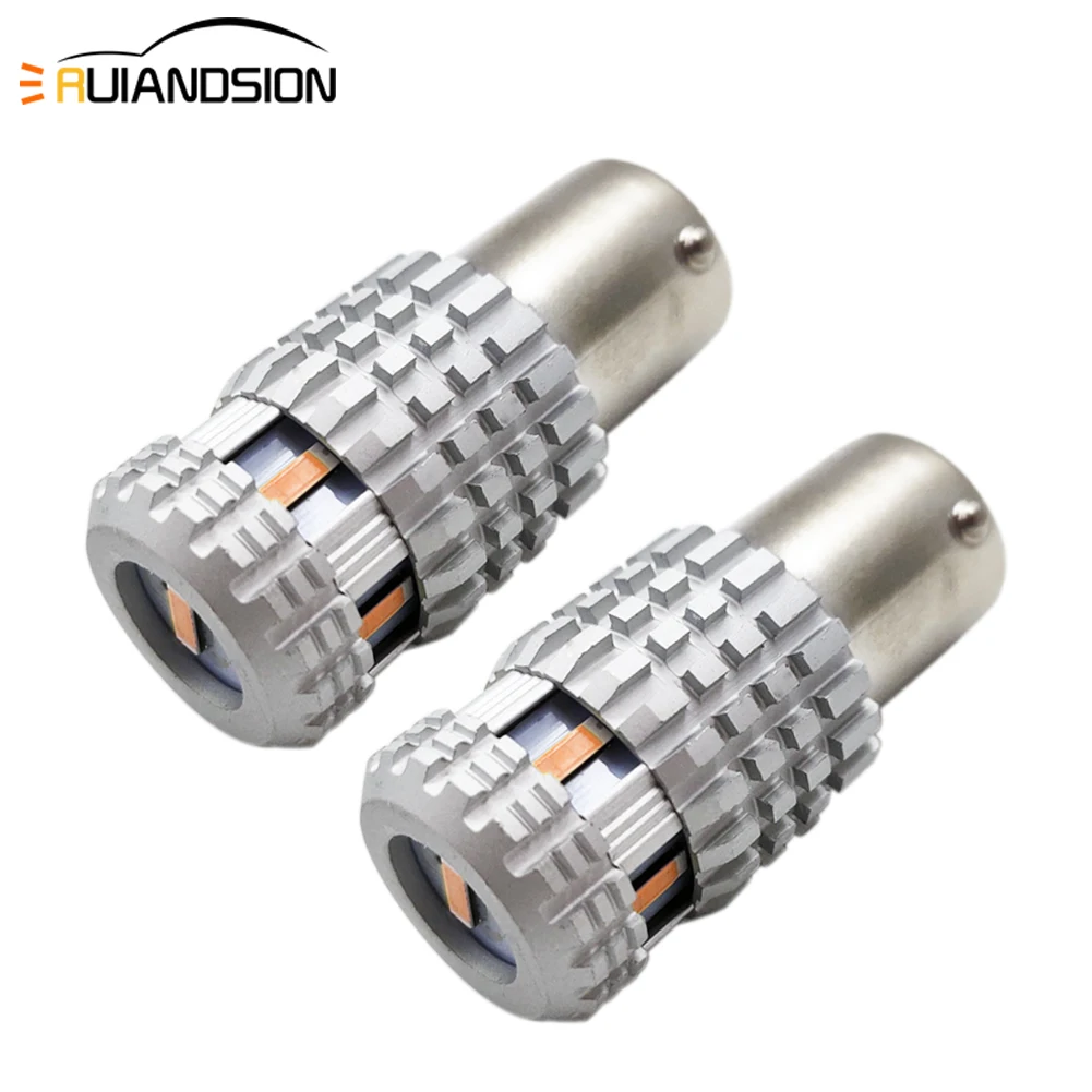 

2 pcs 1860 6smd BAU15S 1156 Car Turn Signal stop light auto backup lamp Canbus 12V LED bulb high brightness 800lm yellow Amber