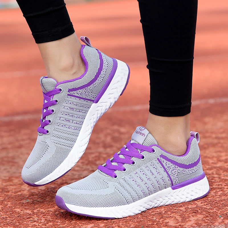 Для женщин теннисные туфли Обувь с дышащей сеткой zapatillas hombre Deportiva; сезон весна-осень удобная обувь шнуровка тренажерный зал на свежем воздухе спортивные фирменные кроссовки на плоской подошве; Tenis Mujer