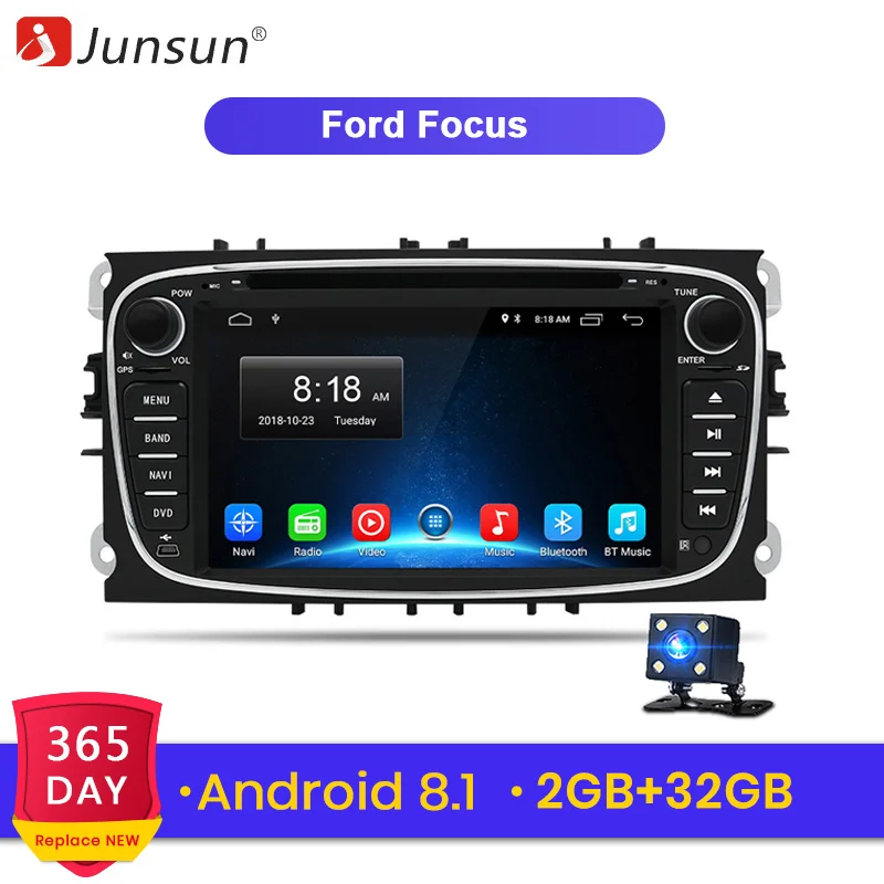 Junsun Android 8 1 ram 2G Автомобильный мультимедийный плеер gps навигация для Ford Focus 2/Kuga/S