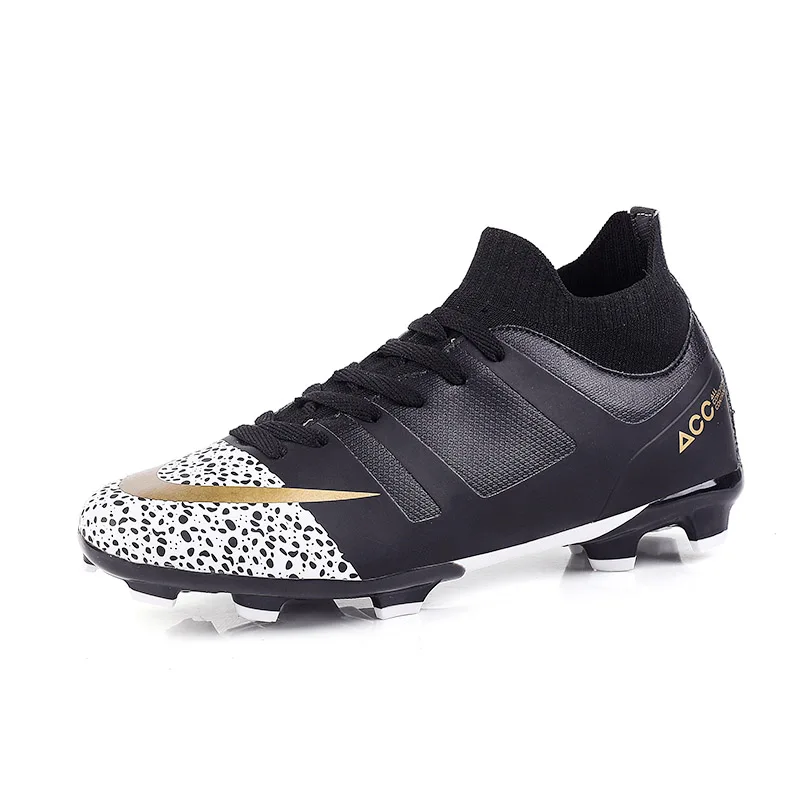 Для мужчин мальчиков детские футбольные бутсы, уличные шипованные, футбольные шиповки ботинки тренировочные кроссовки спортивная обувь Размеры; большие размеры 36-45 - Цвет: black