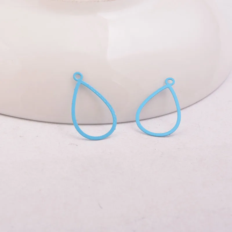 Turquoise Blue 100 шт. AC10570 11*19 мм OL Стиль Samll пустая капля Шарм черный темно-синий коричневый розовый желтый кулон - Окраска металла: Turquoise Blue