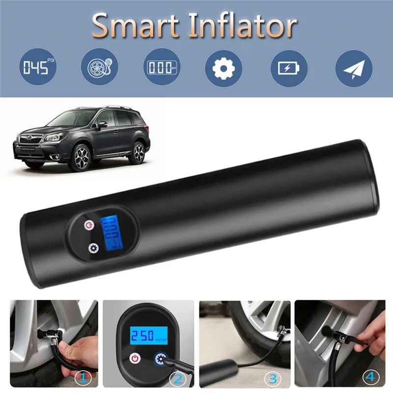 

Smart Cordless Air Compressor Pump 150 PSI Electric Tire Inflator for Car Motor Bike Vehicle Mounted USB Rechargeable Gauge