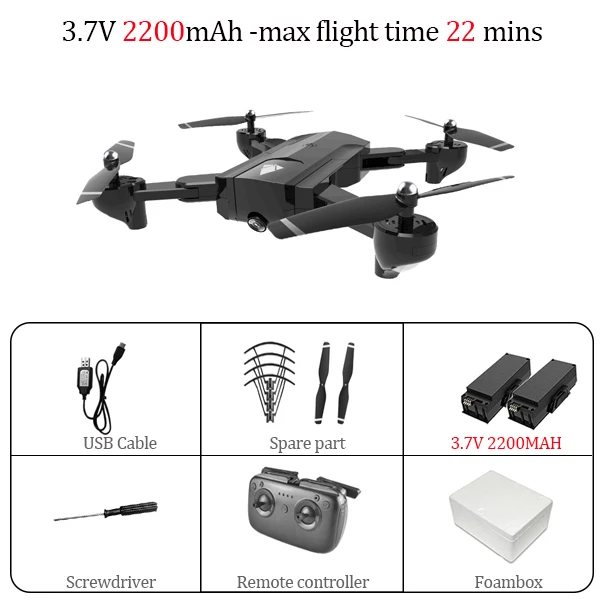 SG900 дрона с дистанционным управлением с двойной 720 p/4 K HD Камера X196 Квадрокоптер складной оптический поток локализации Дрон 22/11 минут длительное время полета - Цвет: 2200mah 2B foam box