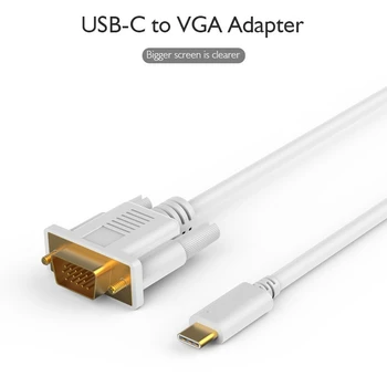 

USB-C To VGA Laptop Game Station PC Phone Connection Monitors Projector Displayer Adapter Type-C To VGA HD Video Cable