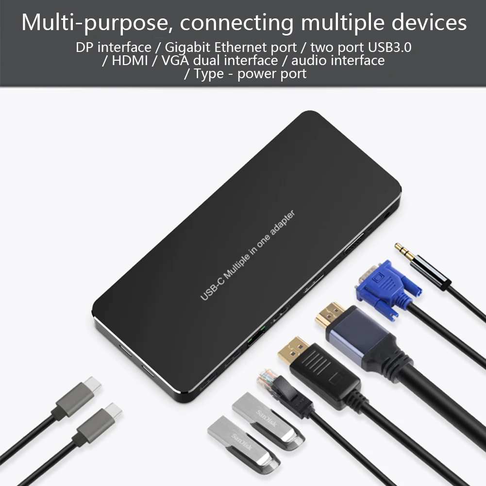 usb-хаб тип-c для аудио/VGA/HDMI/GigE Vision/USB3.0/PD многофункциональная док-станция эффективный отвод тепла