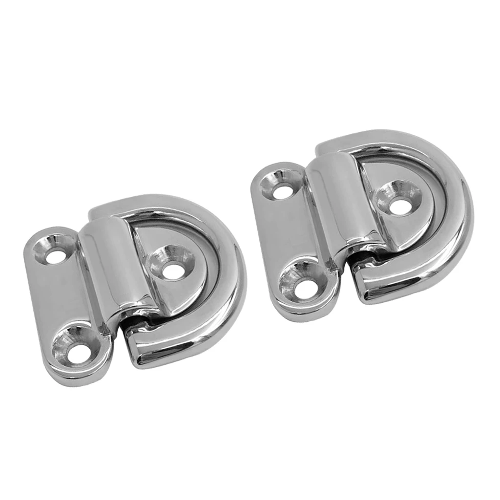8 Pack of Folding Pad Eye Lashing D Ring Tie Down Anchor Point Marine Trailer Truck, 316 Stainless Steel