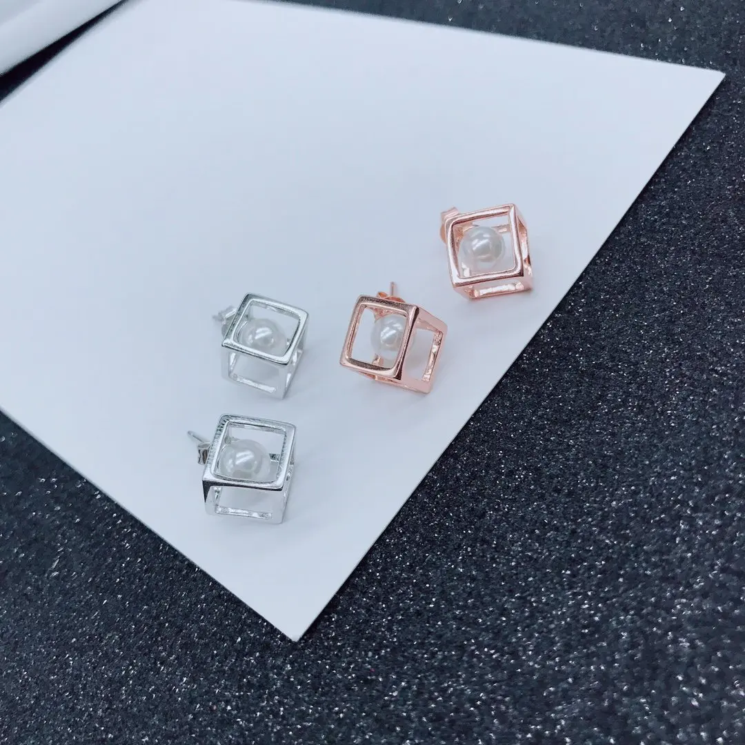 

Entirely 925 Sterling Silver Stud Earrings Noble Jewelry Real Cubic Design Lasting Shiny Exquisite Pearl Earring Personalise