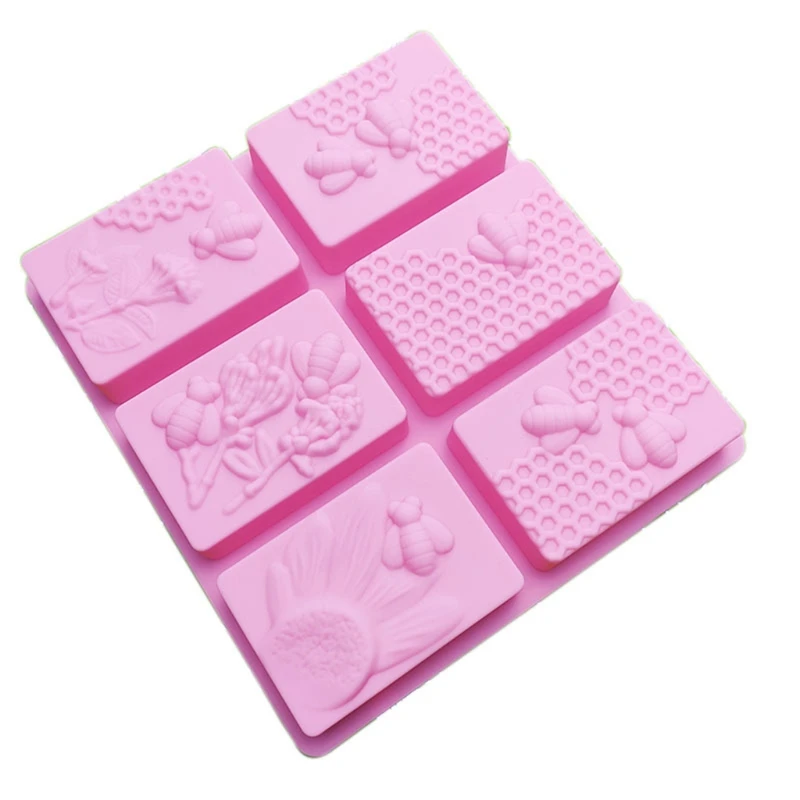 3D Bee Silicone Soap Molds, Rectangle Honeycomb Molds Beehive Cake Baking Mold for Homemade Craft
