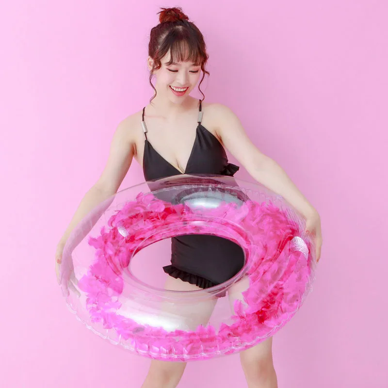 rose Inflatable pool float Beach Swim Circle Float intex Gonfiabili Water Pool Party Inflatable Swimming Ring Heart Feather Sequins - Цвет: rose