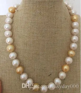 

Fine Pearls Jewelry huge12-14mm south sea round multicolor pearl necklace 18inch 14k