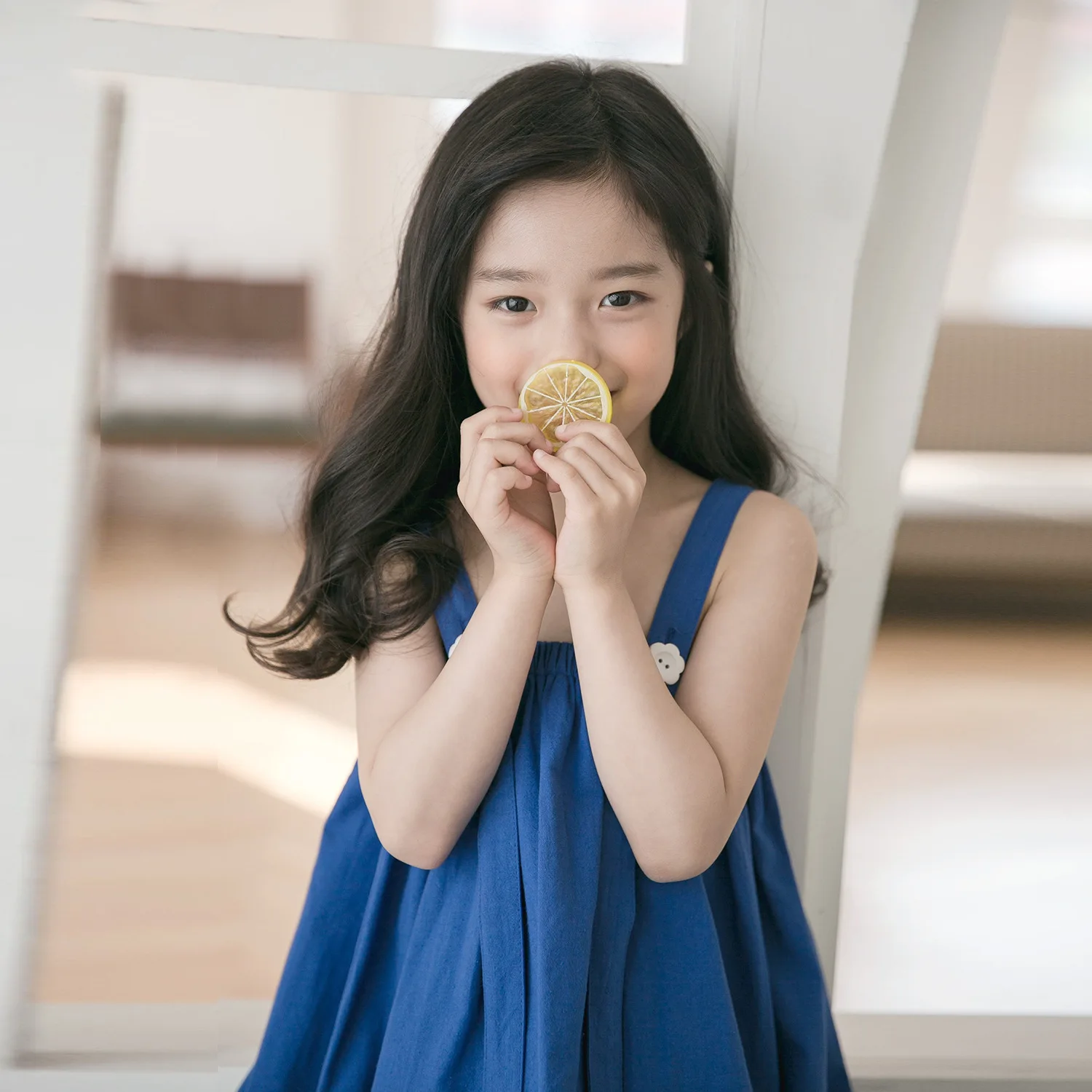 

2019 Summer New Blue Color Camisole Pure Cotton Girls Dress INS Blown-Sand Princess Long Skirts