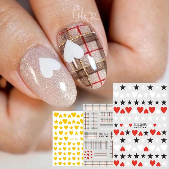Она серии SHE 145 Сердце Дизайн стикеры 3d на ногти nail art Наклейки Шаблон &quotсделай