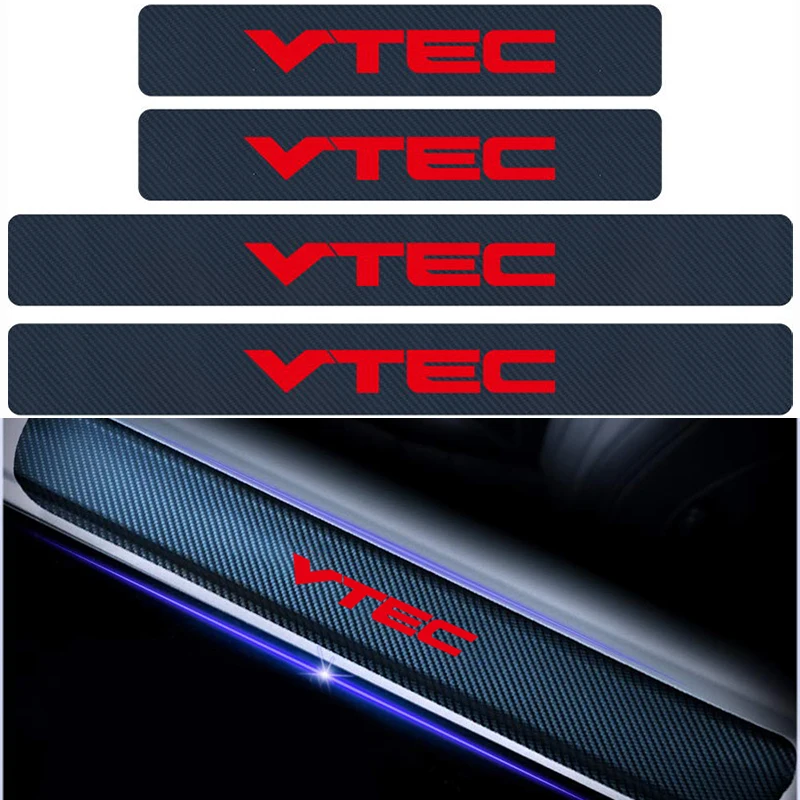 

4Pcs/Lot 4D carbon fiber Car Styling VTEC Emblem Door Sill Protection Stickers for Honda Civic Accord Odyssey Spirior CRV