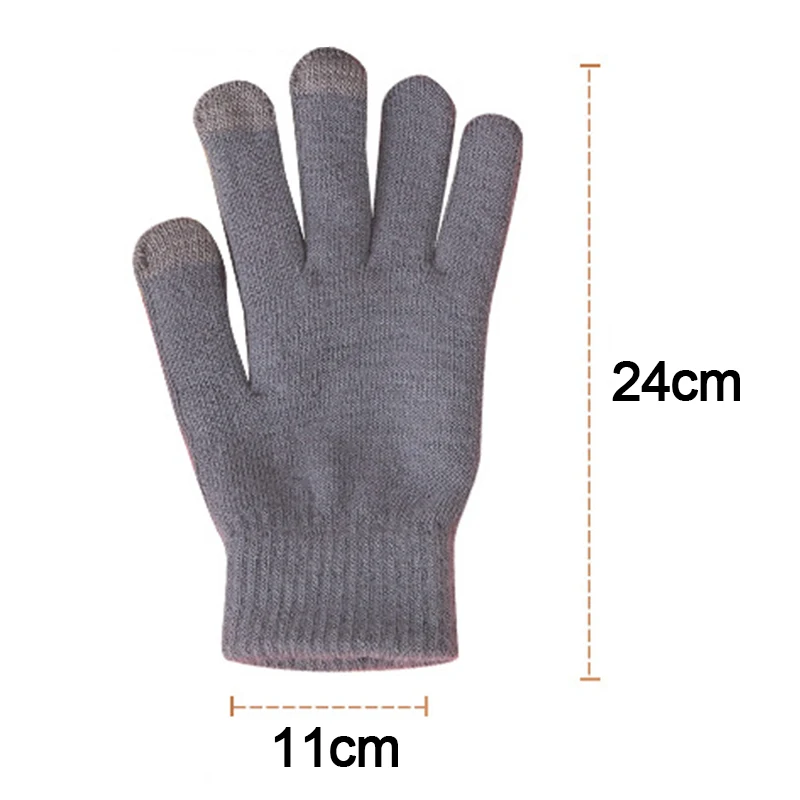 Winter Autumn Gloves Touch Screen Warm Mittens Women Men Cotton Knitted Five Fingers Gloves Hand Warmer Guantes Christmas Gifts