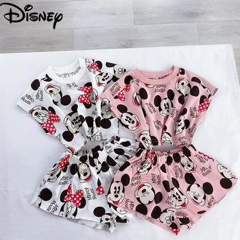 

2020 New Summer Autumn Children Clothes Suits Disney Mickey Minnie Version Boys Girls Printed Top + Pants Kids Long Sleeve Dress