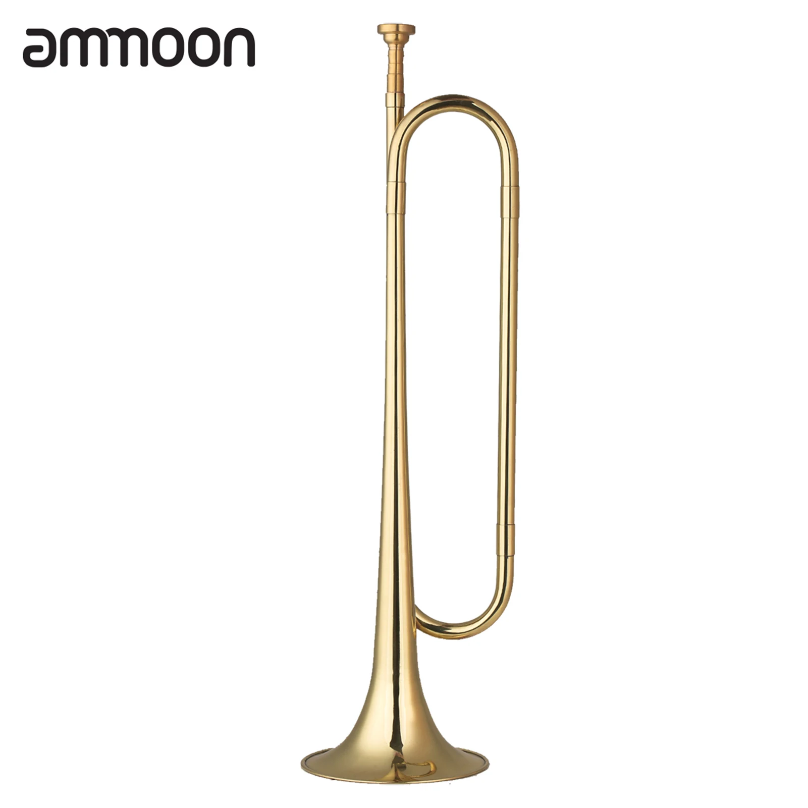 Ammoon Brass C Bugle Call Goldplated Trumpet Cavalry Horn With