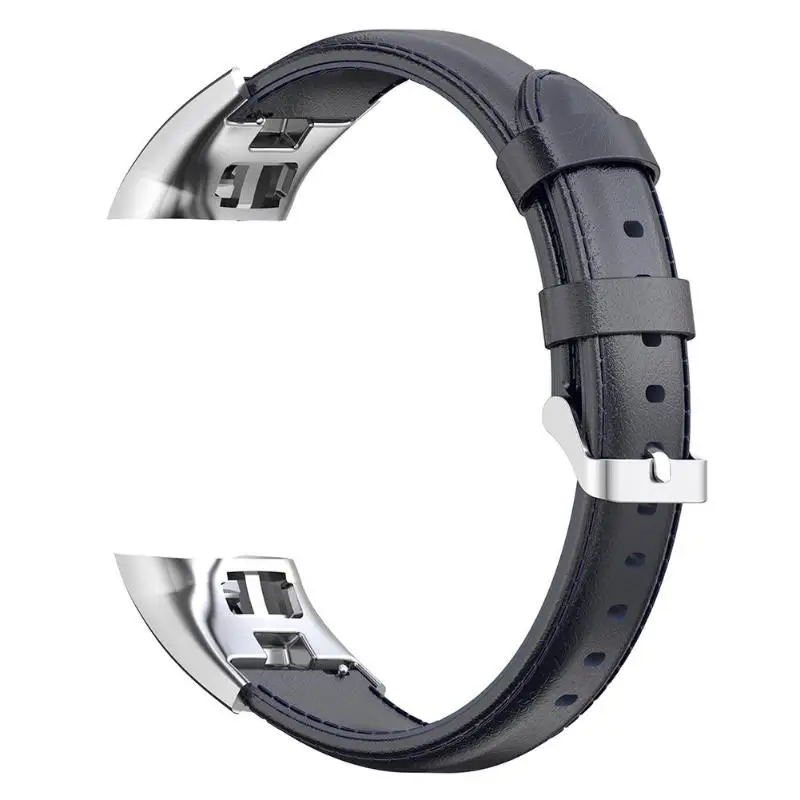Масло воск синтетический кожаный ремешок для HUAWEI Honor Band 5 4 standard - Цвет: Navy Blue