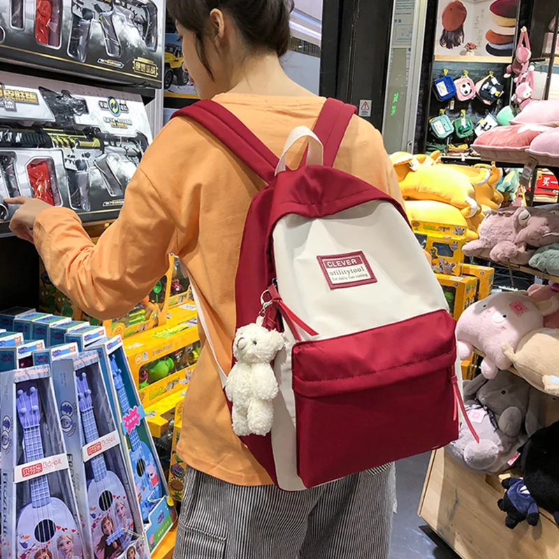 

2020 New waterproof nylon women backpack Japan style letter Backpacks Mochila Feminina Mujer Travel bag Teenage Girls School Bag