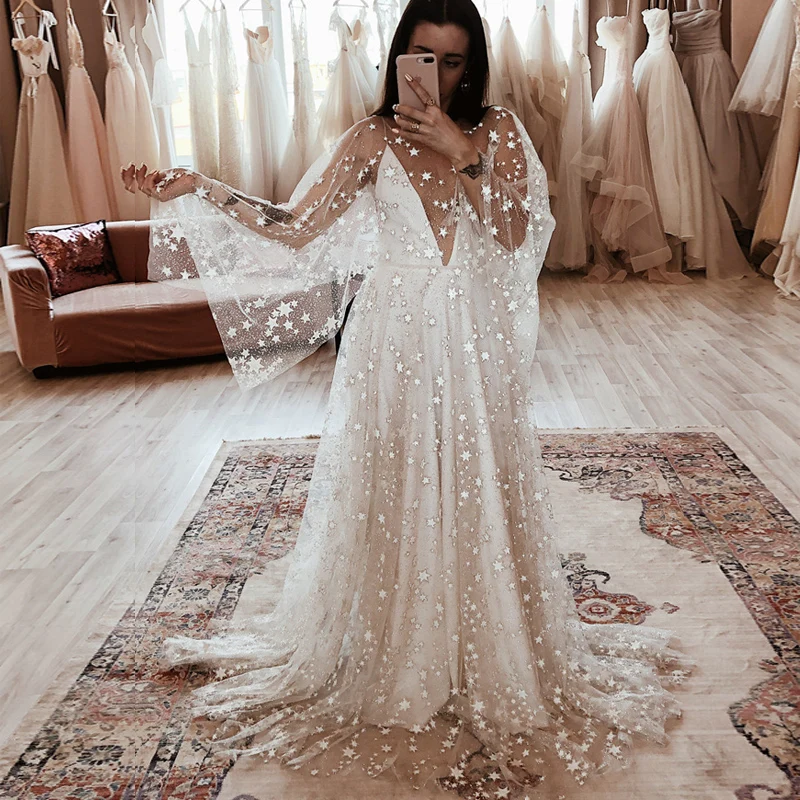 Новая мода 2019 Boho лёгкие Свадебные платья Глубокий v-образный вырез кружевное подвенечное платье на заказ пляжное элегантное Vestido de Novia