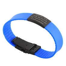 Crianças criança sos id pulseira de segurança personalizado pulseira preta bebê criança anti perdido pulseira de pulso personalizado gravado silicone braçadeira