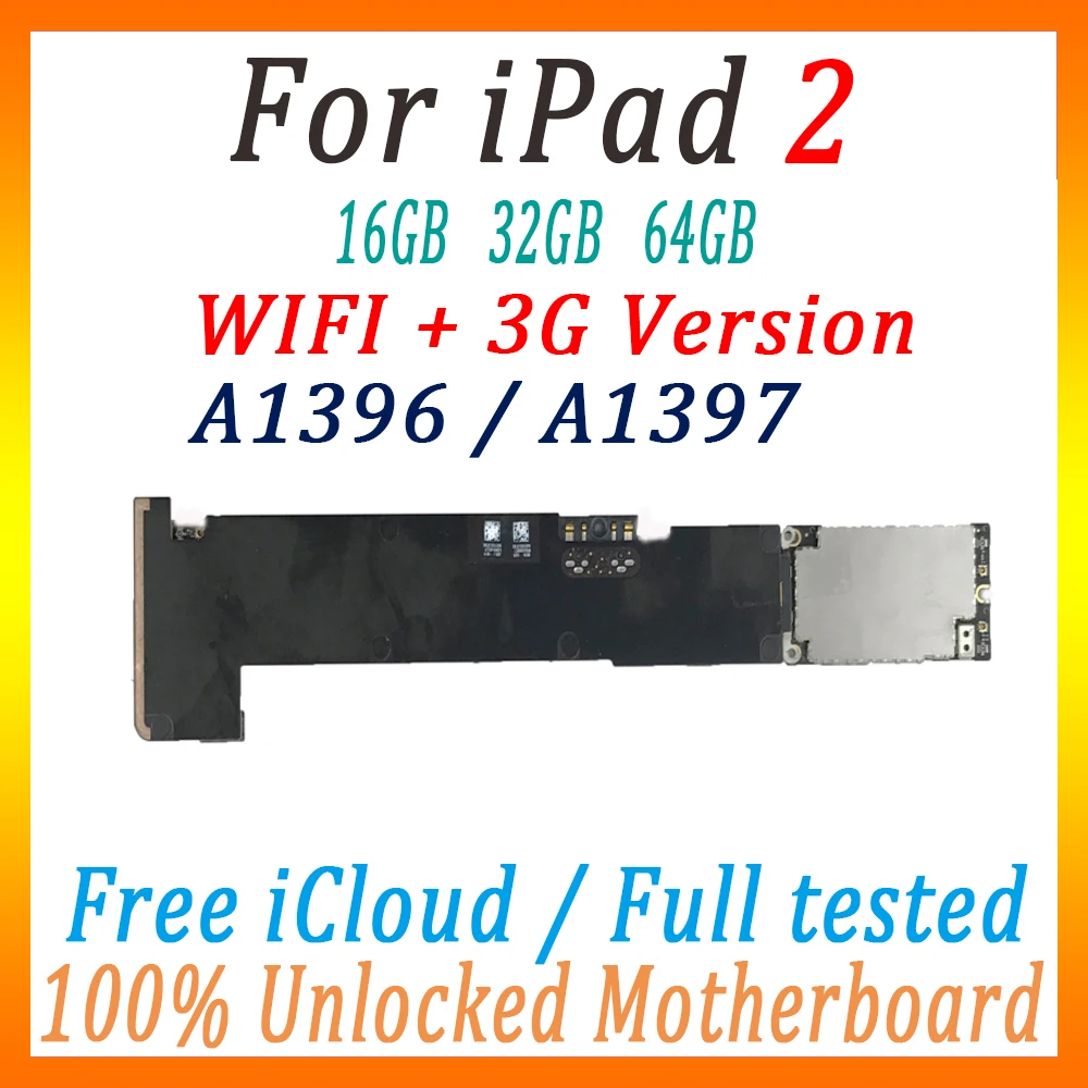 Оригинальная материнская плата для ipad 2 Wifi+ 3g версия MB разблокирована для ipad 2 материнская плата A1396/A1397 версия с полным чипом